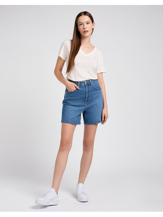 Lee Lee Szorty jeansowe STELLA SHORT Niebieski Regular Fit