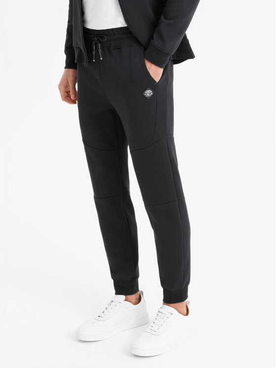 Ombre Ombre Spodnie dresowe OM-PASK-0226 Czarny Regular Fit