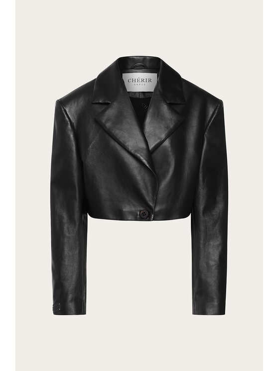 Chérir Paris Chérir Paris Marynarka Krótka marynarka ze skóry naturalnej Czarny Oversize