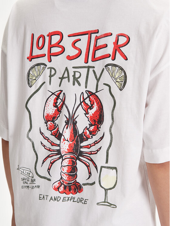 Pieces Pieces Тишърт Tobster 17160811 Бял Oversize