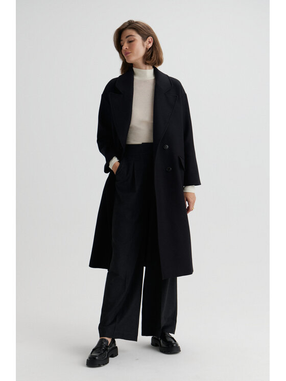 Duende Duende Płaszcz wełniany Joan Coat Czarny Regular Fit