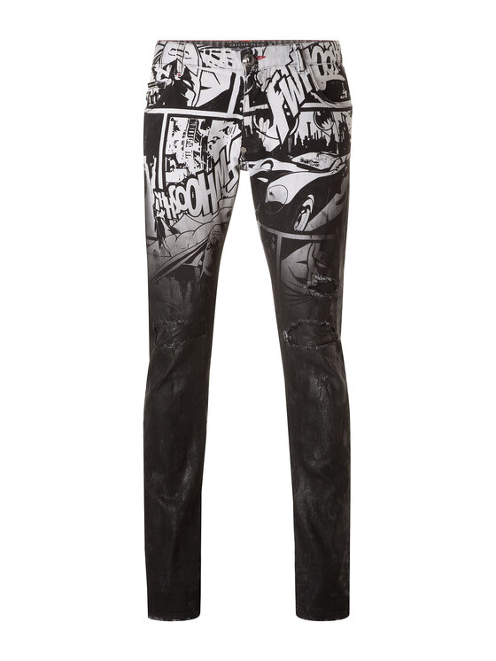 PHILIPP PLEIN PHILIPP PLEIN Bavlnené nohavice 30792 Čierna Straight Fit