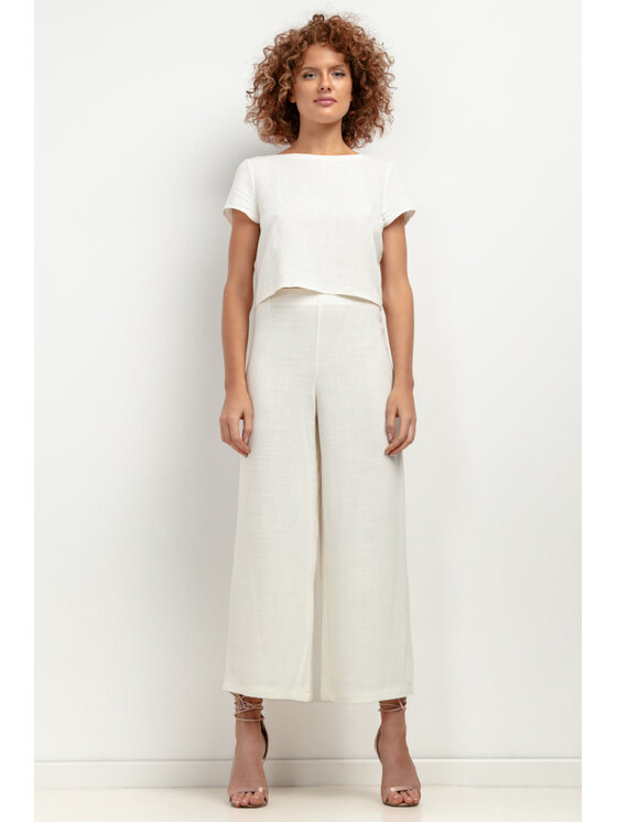 Tessita Tessita Spodnie materiałowe SPODNIE_T406_1_XXL Biały Classic Fit