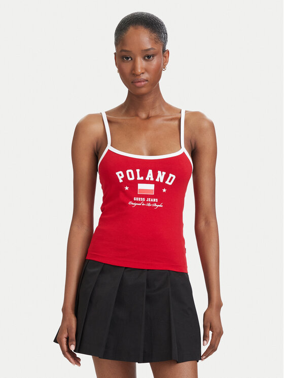 Guess Jeans Top W6YP20 K4202 Roșu Slim Fit