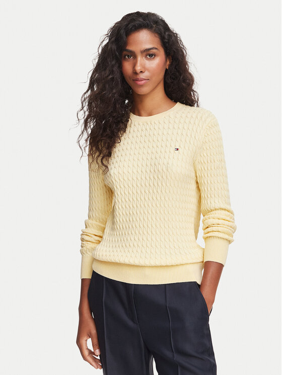 Tommy Hilfiger Pulover WW0WW44993 Galben deschis Regular Fit