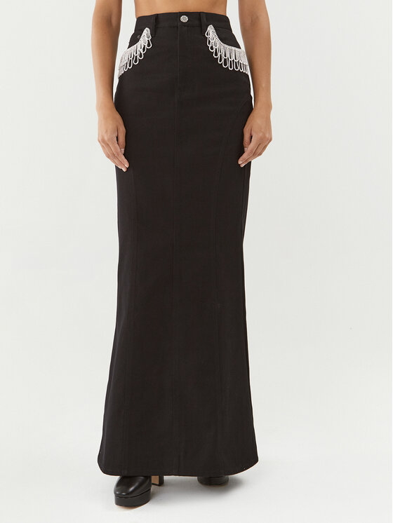 ROTATE ROTATE Джинсова спідниця Twill 100534100 Чорний Regular Fit