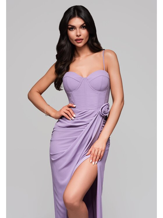 Ombre Ombre Sukienka wieczorowa LA-OM-DLR145 Fioletowy Regular Fit