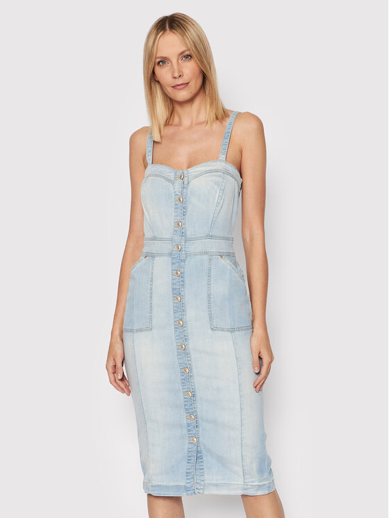 Guess Guess Jeans obleka W2GK32 D4K94 Modra Slim Fit