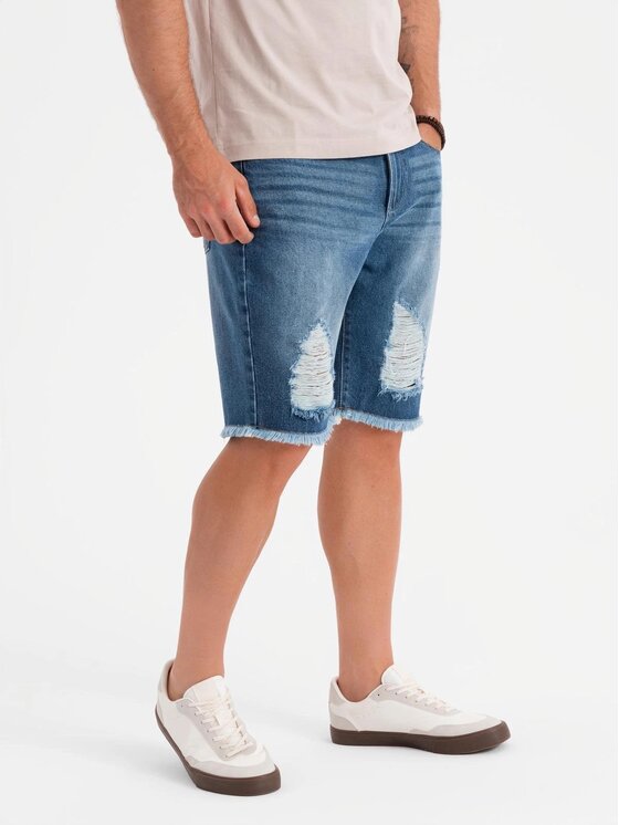 Ombre Ombre Szorty jeansowe OM-SRDS-0157 Niebieski Regular Fit