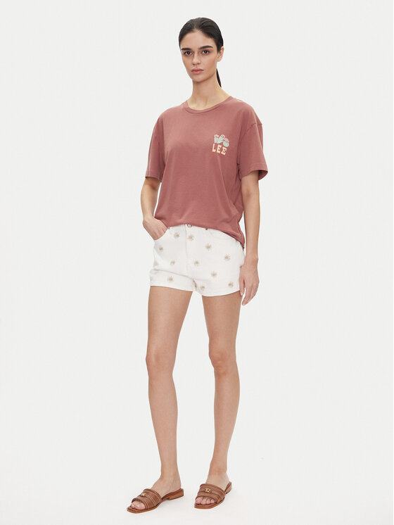 Lee Lee Džinsiniai šortai Rider 112363514 Balta Slim Fit