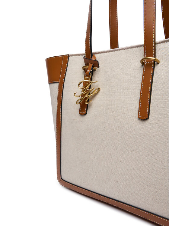 Tommy Hilfiger Tommy Hilfiger Soma Th Script Tote Canvas AW0AW18829 Krēmkrāsas