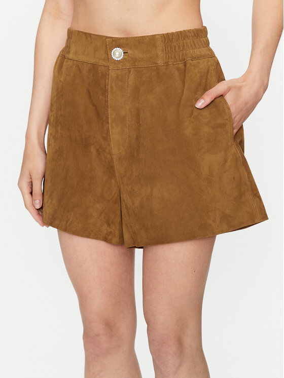 Custommade Pantaloni scurți din piele Nida 999589715 Maro Regular Fit