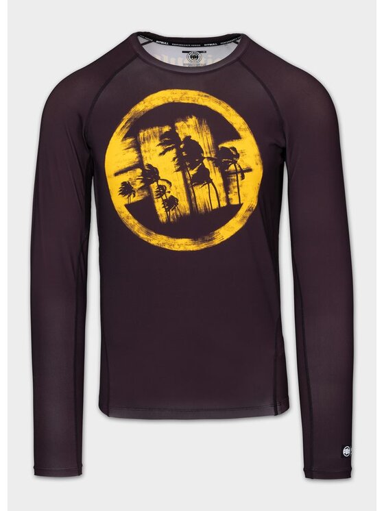 PITBULL PITBULL Koszulka techniczna LOGO PALMS Brązowy Regular Fit