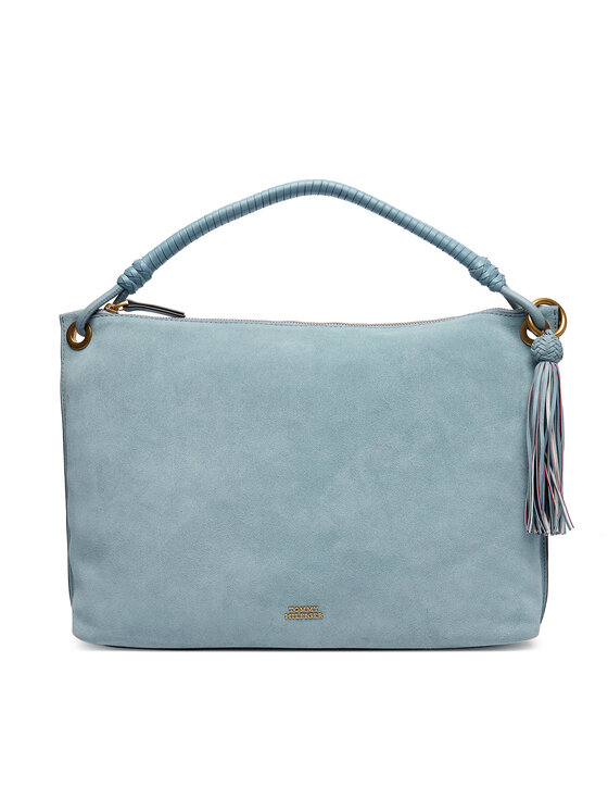 Tommy Hilfiger Geantă Th Statement Leather Bag Suede AW0AW18402 Albastru celest