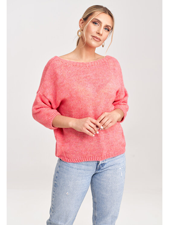 FIGL FIGL Sweter M993 Koralowy Regular Fit