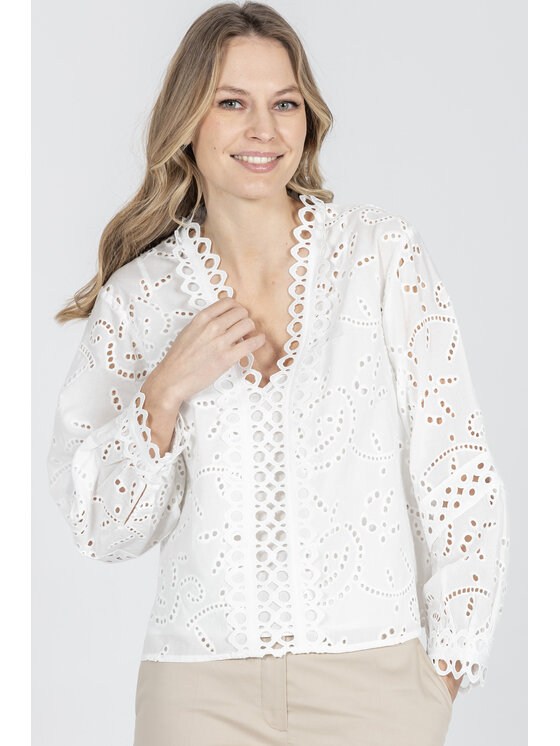 Deni Cler Milano Deni Cler Milano Bluzka T-DC-1429-F2-10-10-1 Biały Regular Fit