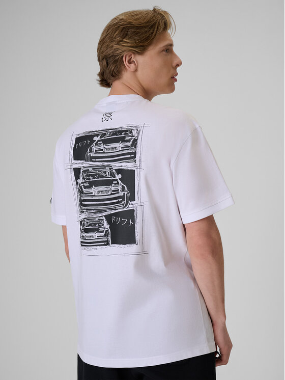 4F 4F T-Shirt MOTOSPORTS 2026 Biały Loose Fit