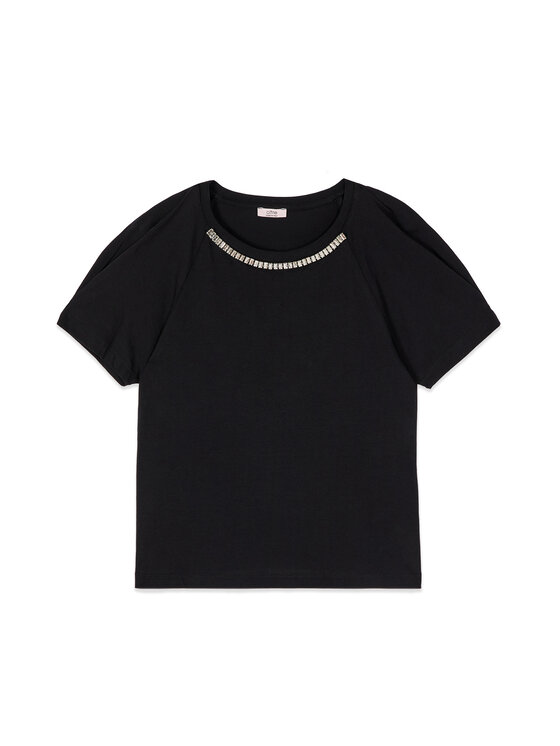 Oltre Oltre T-Shirt G095J004332N033 Czarny Regular Fit