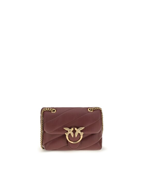 PINKO PINKO Torebka Bordeaux Calf Leather Bos Taurus Shoulder Bordowy