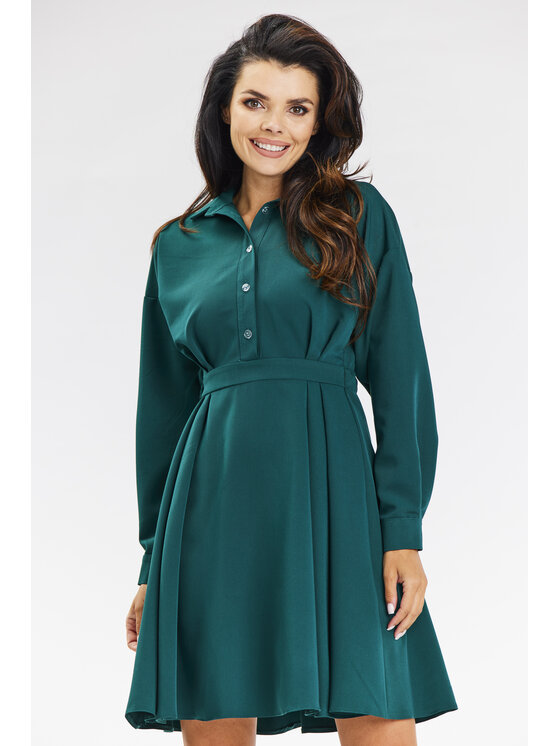 Awama Awama Sukienka wieczorowa A668 Zielony Basic Fit