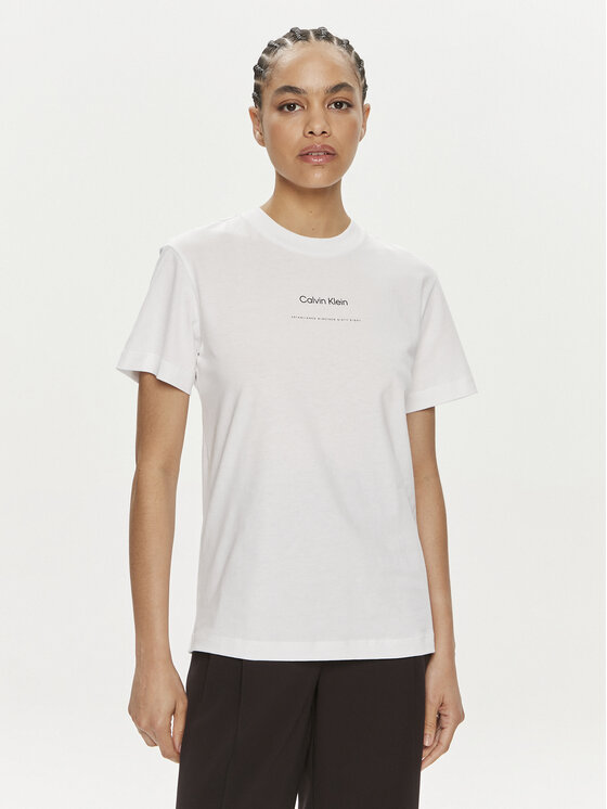 Calvin Klein Tricou Multi Logo K20K207215 Alb Regular Fit