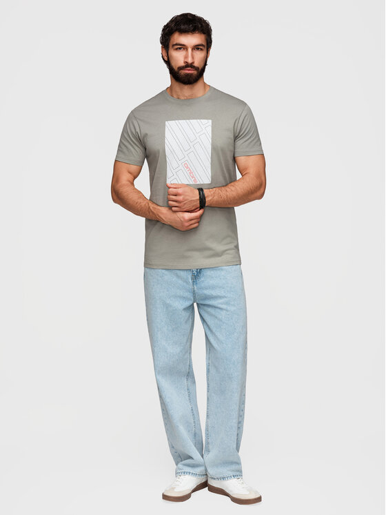 Ombre Ombre T-Shirt OM-TSPT-0259 Szary Regular Fit