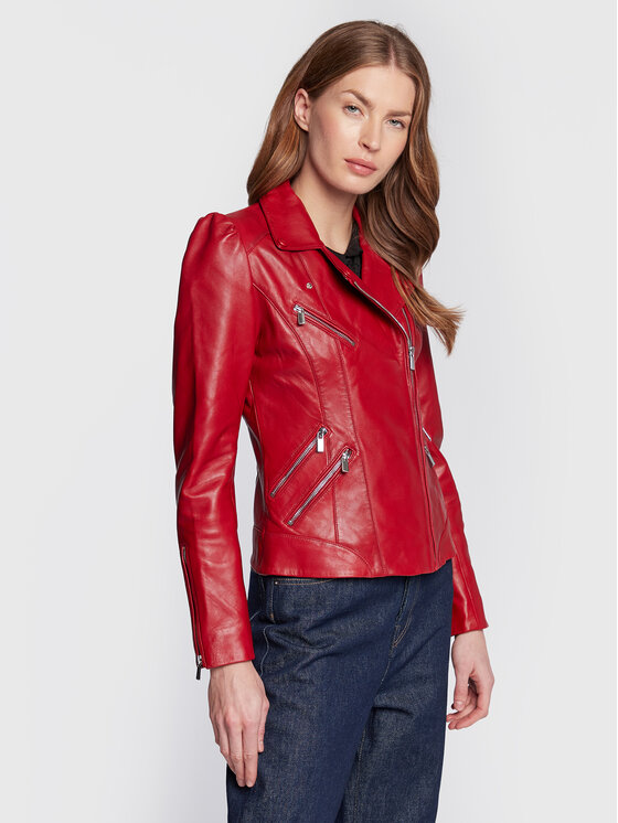 NAF NAF NAF NAF Giacca di pelle Cqueen Export THNL19 Rosso Regular Fit