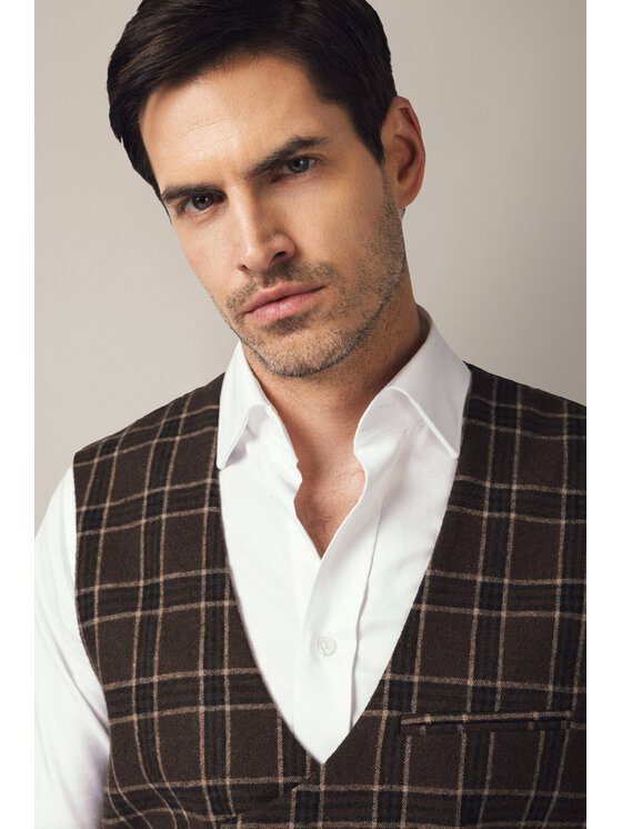 Lancerto Lancerto Kamizelka Arpino KA131225000013 Brązowy Slim Fit
