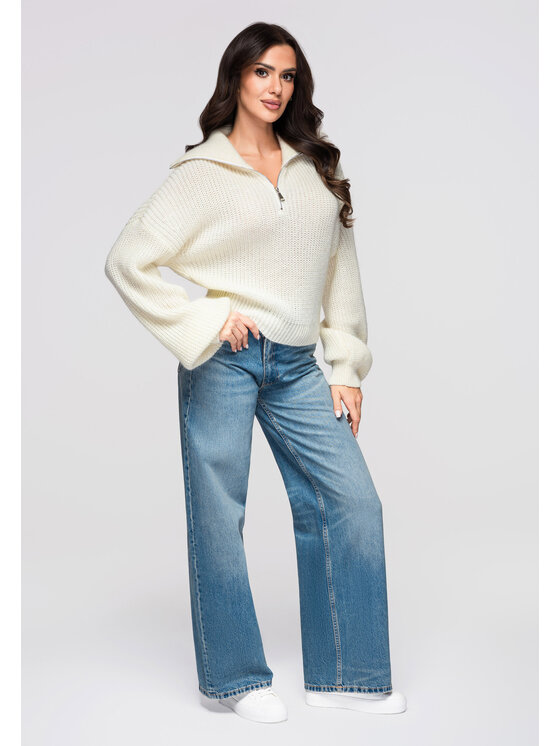 Ombre Ombre Svetr LW-SWSW-0118 Écru Regular Fit
