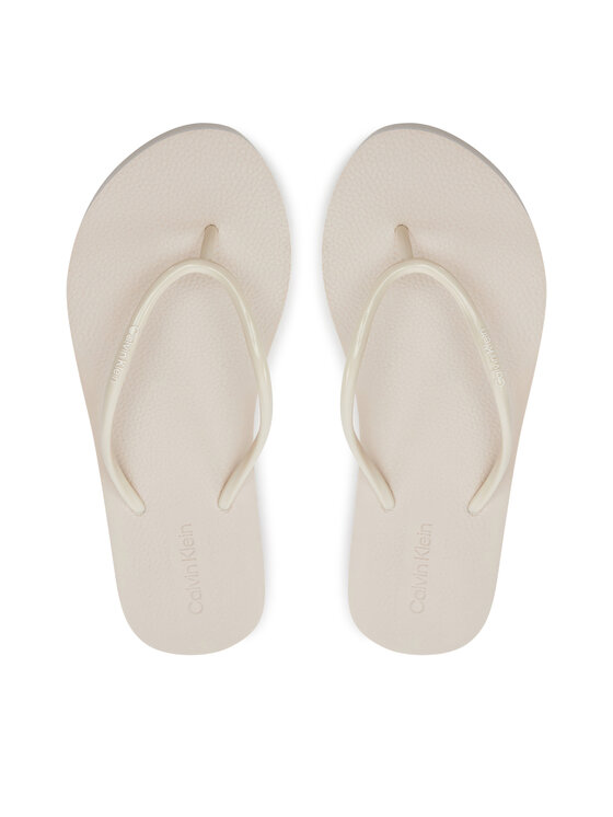 Calvin Klein Calvin Klein Zehentrenner Flatform Ff Deboss Logo Tpu HW0HW01977 Beige