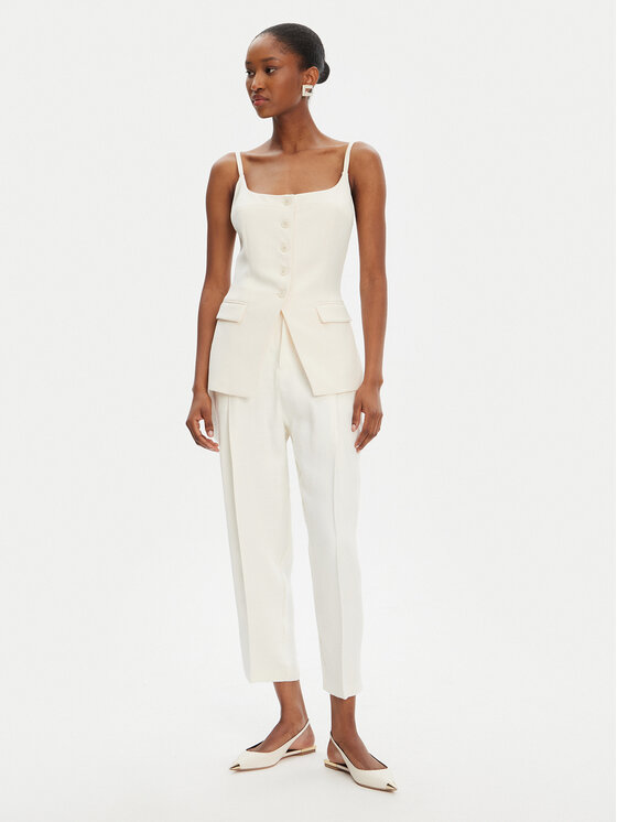 Elisabetta Franchi Elisabetta Franchi Kalhoty z materiálu PA-094-52E2-V450 Écru Regular Fit