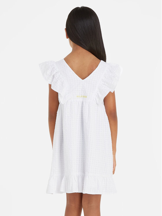 Tommy Hilfiger Tommy Hilfiger Ljetna haljina Gingham KG0KG07930 D Bijela Relaxed Fit