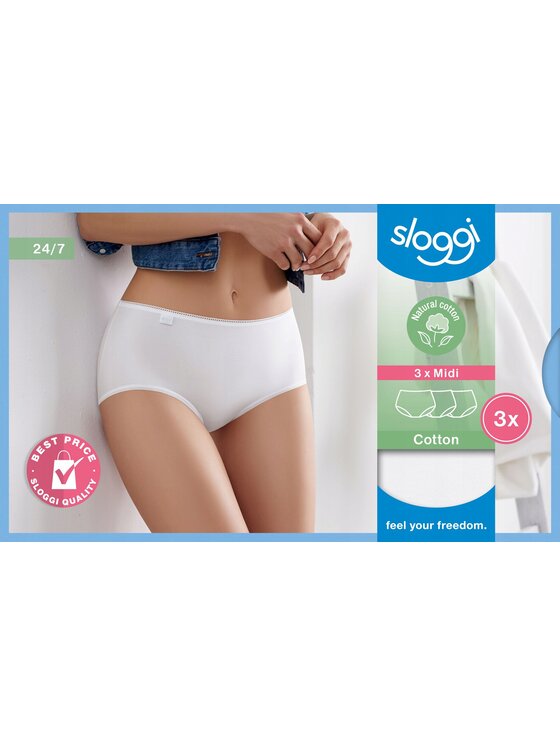 Sloggi Sloggi Figi klasyczne Sloggi 24/7 Cotton Midi C3P Biały