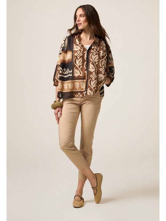 Oltre Oltre Bluzka 2235E100340N0Z2 Brązowy Boxy Fit