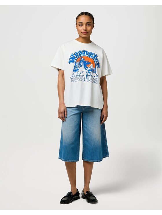 Wrangler Wrangler T-Shirt GIRLFRIEND TEE Biały Relaxed Fit
