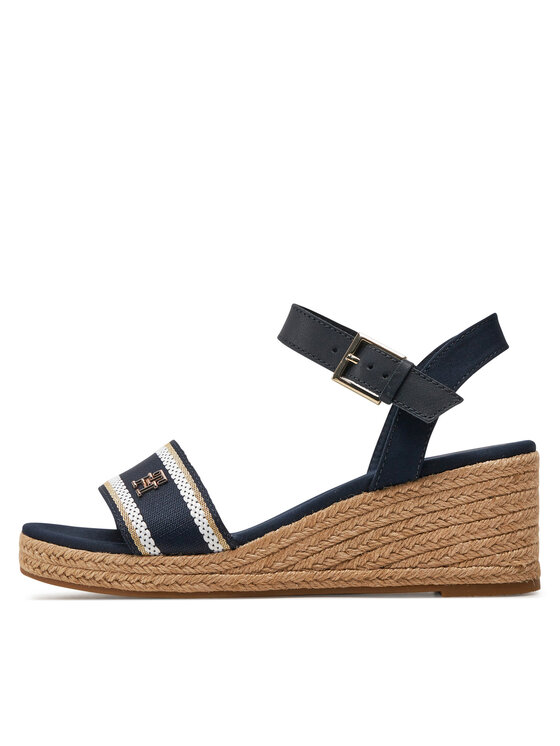 Tommy Hilfiger Tommy Hilfiger Espadrilky Webbing Wedge Sandal FW0FW08044 Tmavomodrá