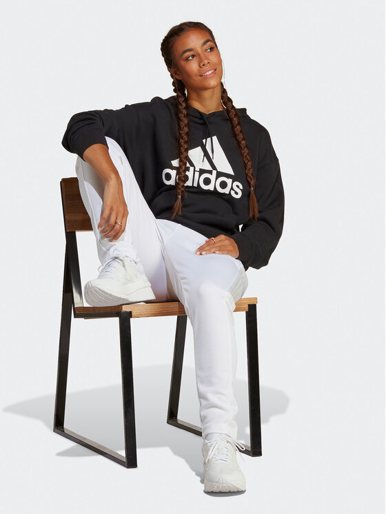 adidas adidas Džemperis ar kapuci Essentials Big Logo Oversized French Terry Hoodie HR4934 Melns Loose Fit
