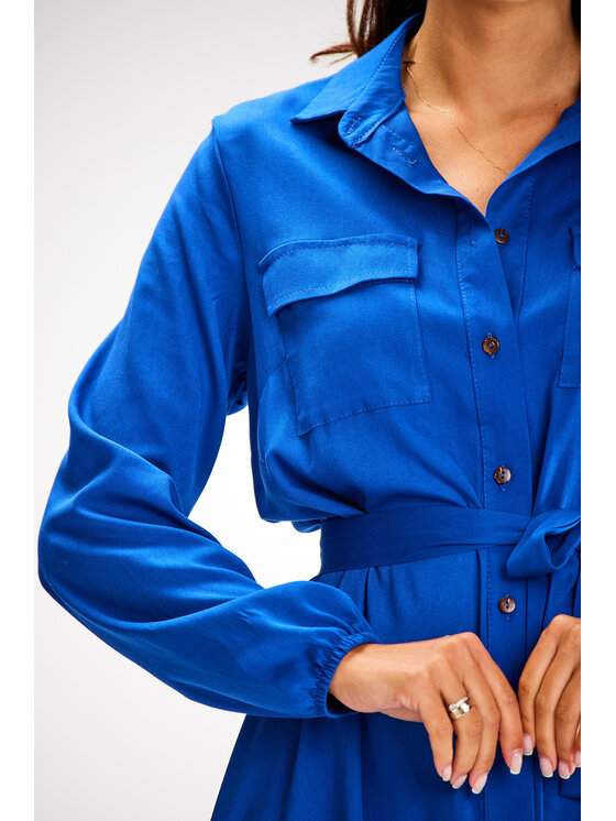 Awama Awama Sukienka letnia A601 Niebieski Basic Fit