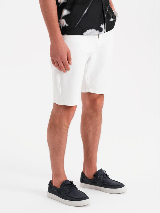 Ombre Ombre Szorty jeansowe OM-SRDS-0171 Biały Regular Fit