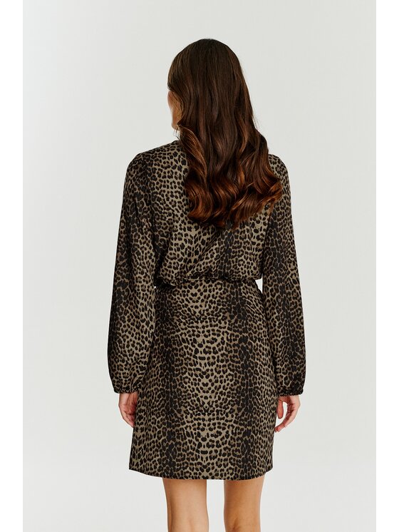 NAOKO NAOKO Sukienka codzienna Leopard Brązowy Regular Fit
