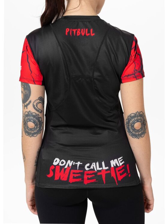 PITBULL PITBULL T-Shirt Koszulka sportowa damska Mesh SWEETIE-CHU M Czarny Regular Fit