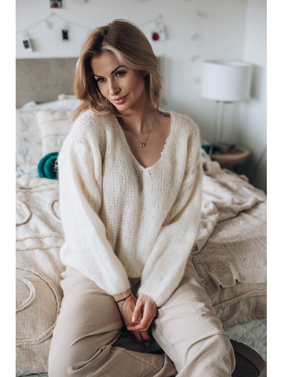 NAOKO NAOKO Kardigan Ivory Echo Zielony Oversize