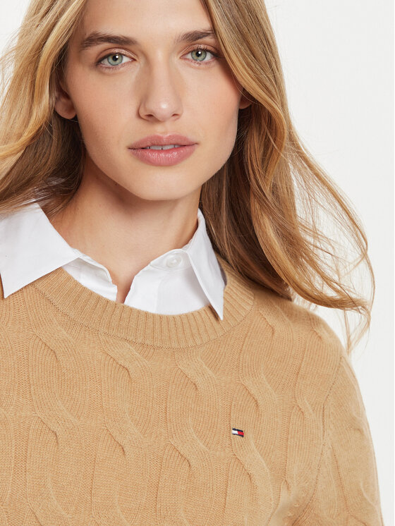 Tommy Hilfiger Tommy Hilfiger Megztinis WW0WW43586 Smėlio Regular Fit