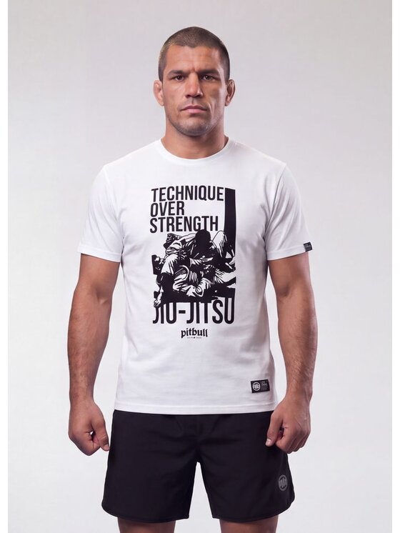 PITBULL PITBULL T-Shirt TECHNIQUE OVER STRENGHT Biały Regular Fit