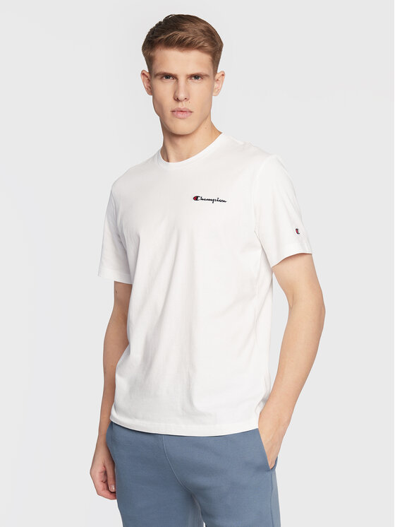 Champion Champion Тишърт Small Script Logo Embroidery 218006 Бял Regular Fit