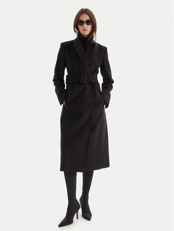 Patrizia Pepe Patrizia Pepe Gyapjú kabát 2O0195 A171 Fekete Regular Fit