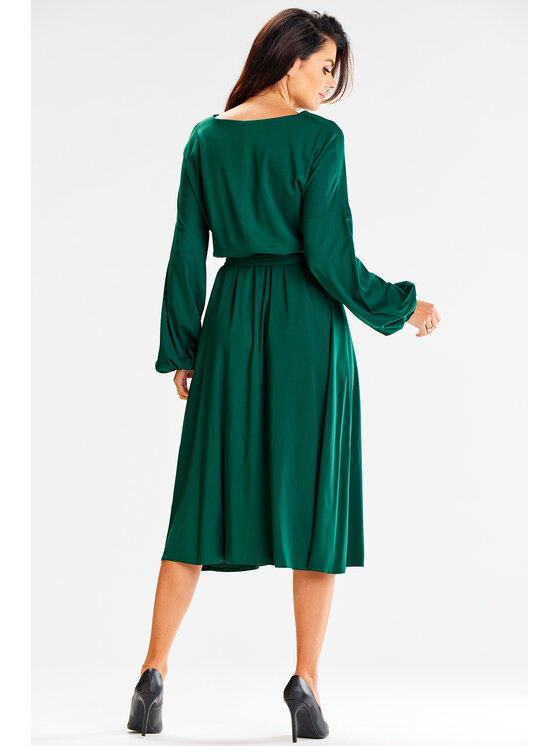 Awama Awama Letní šaty A602 Zelená Basic Fit