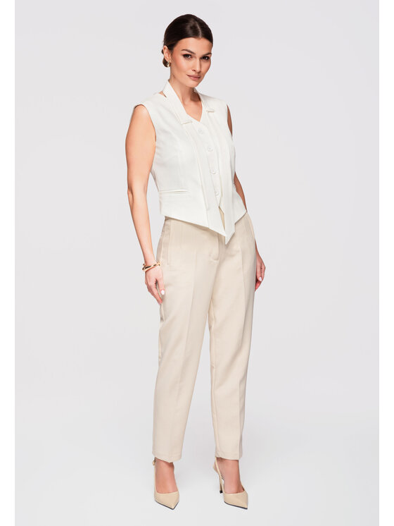 Ombre Ombre Kamizelka OW-VE-E0004 Biały Slim Fit