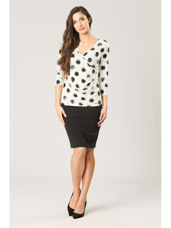 QUIOSQUE QUIOSQUE Halenka BLURRY DOTS BLOUSE Écru Regular Fit
