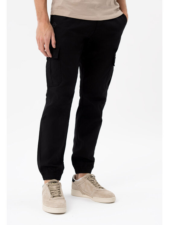 Volcano Volcano Spodnie cargo R-FORN Czarny Regular Fit